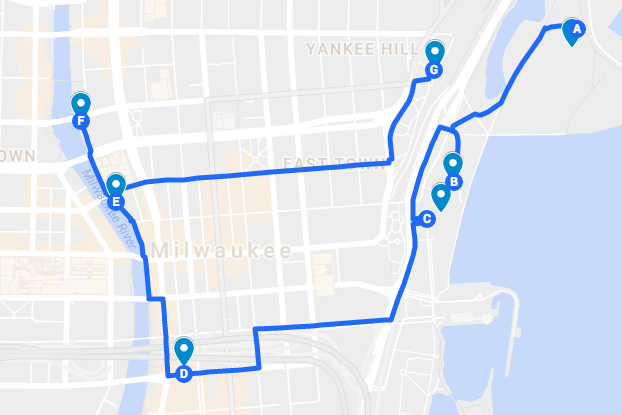 Milwaukee walking tour route