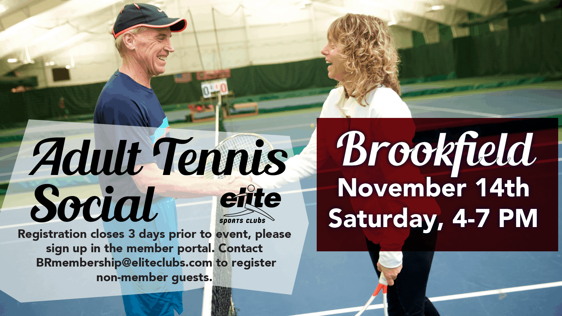Adult Tennis Social - Elite Brookfield - November 2020