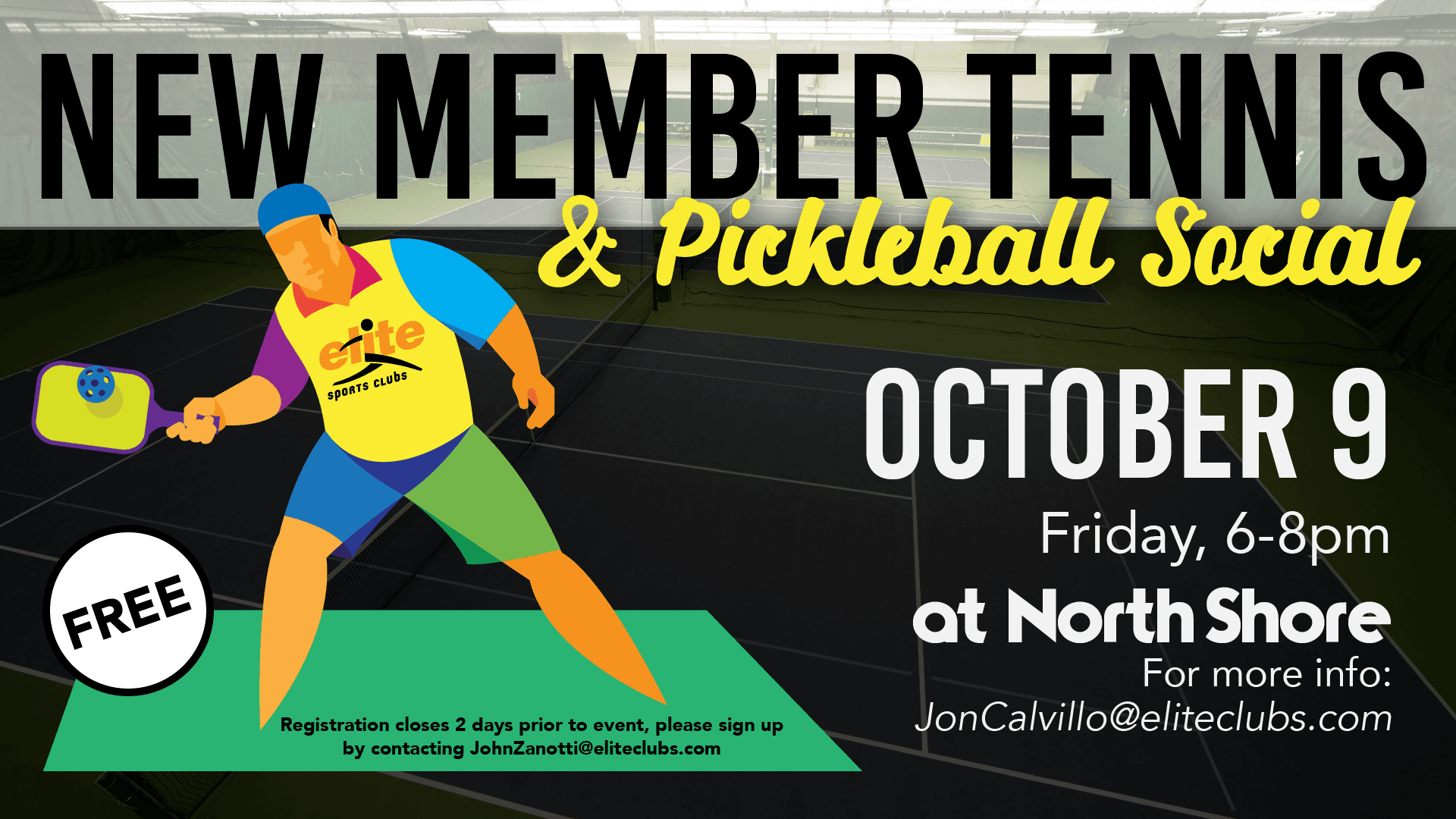 New Member Tennis Pickleball Social - Elite North Shore - October 2020