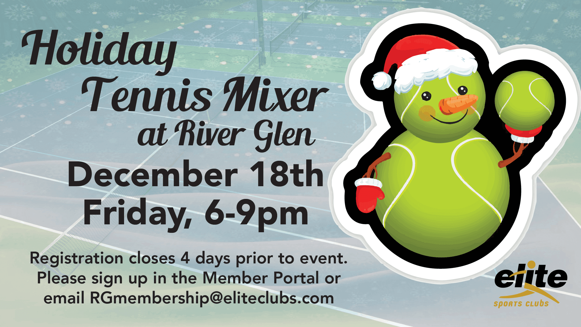 Holiday Tennis Mixer - Elite River Glen - December 2020