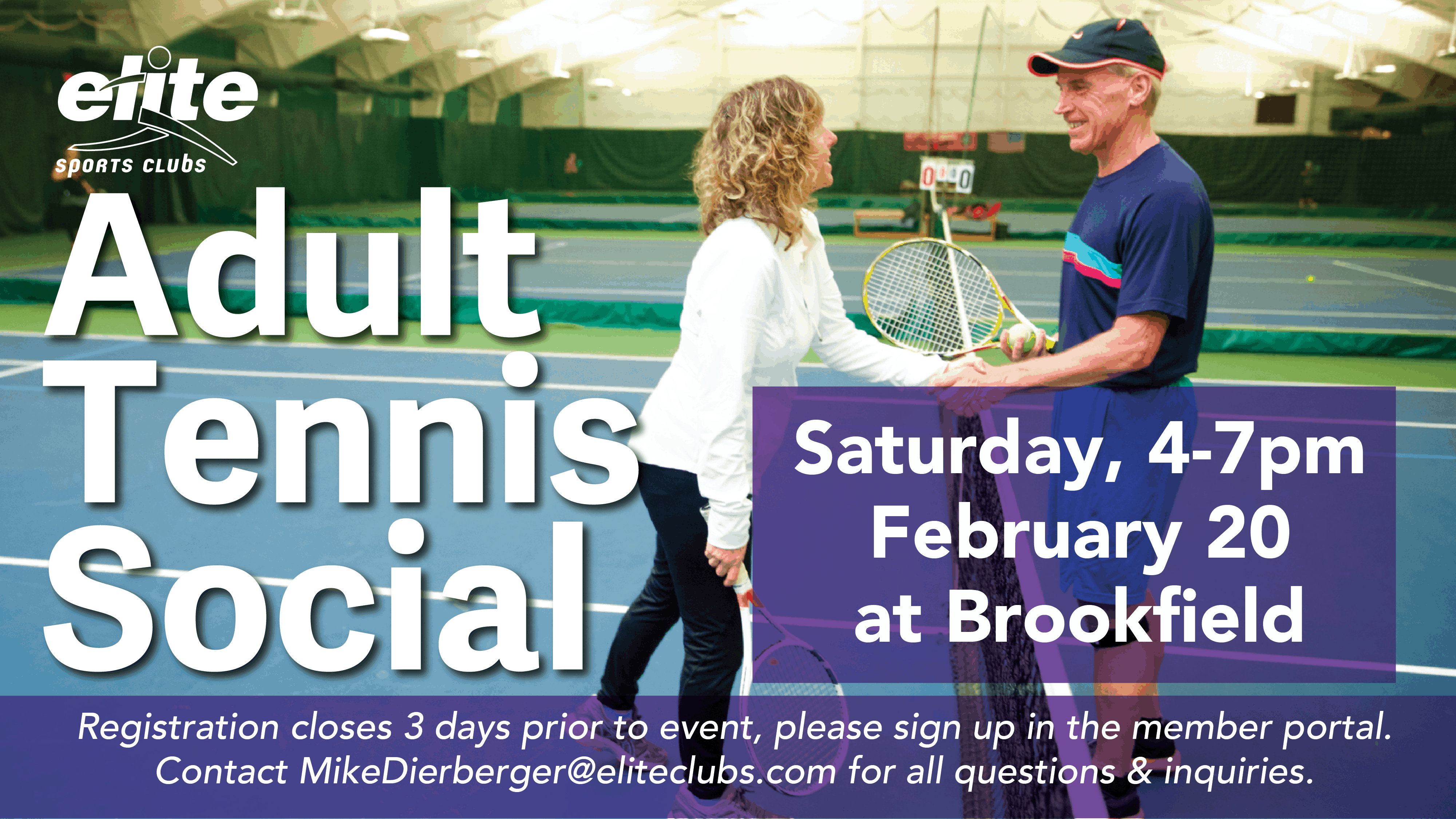 Adult Tennis Social - Elite Brookfield - February 2021