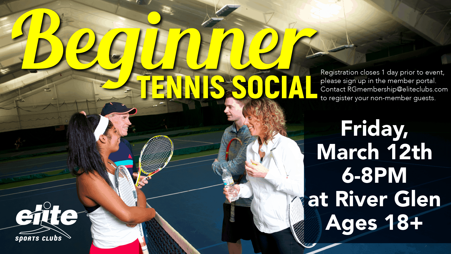 Beginner Tennis Social - Elite River Glen - March 2021