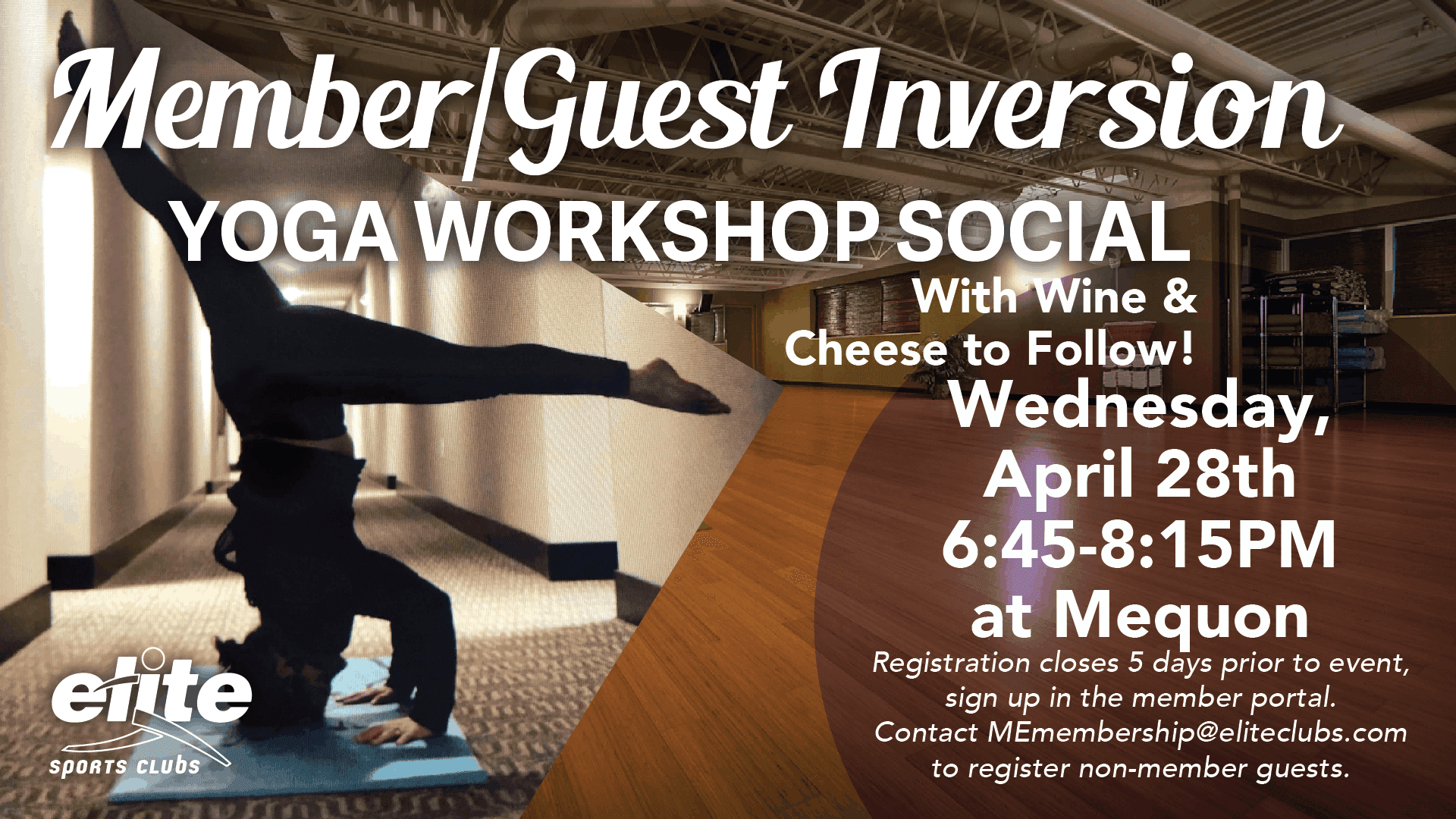 Member:Guest Inversion Yoga Workshop Social - Elite Mequon - April 2021