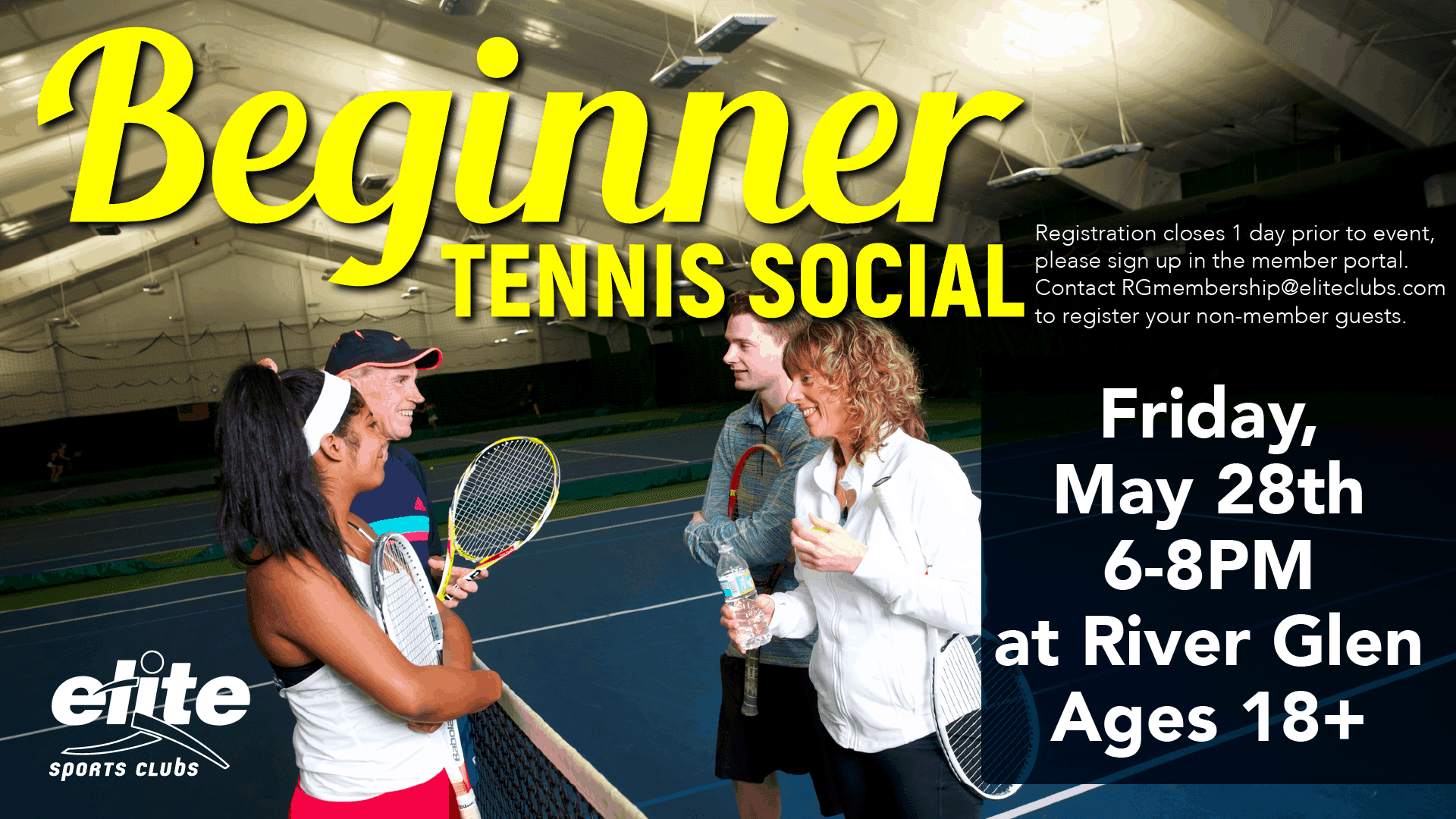 Beginner Tennis Social - Elite River Glen - May 2021
