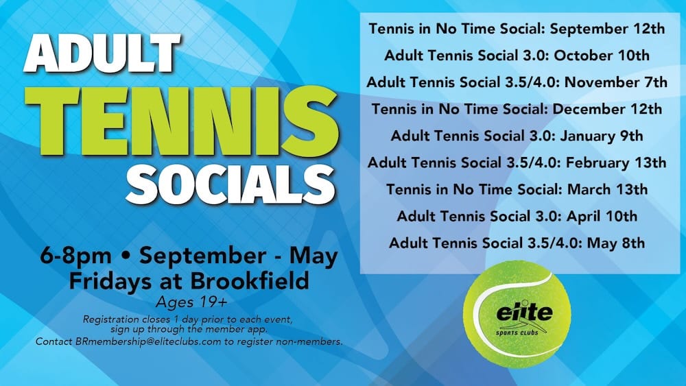 Adult Tennis Socials - Brookfield - 2025-2026